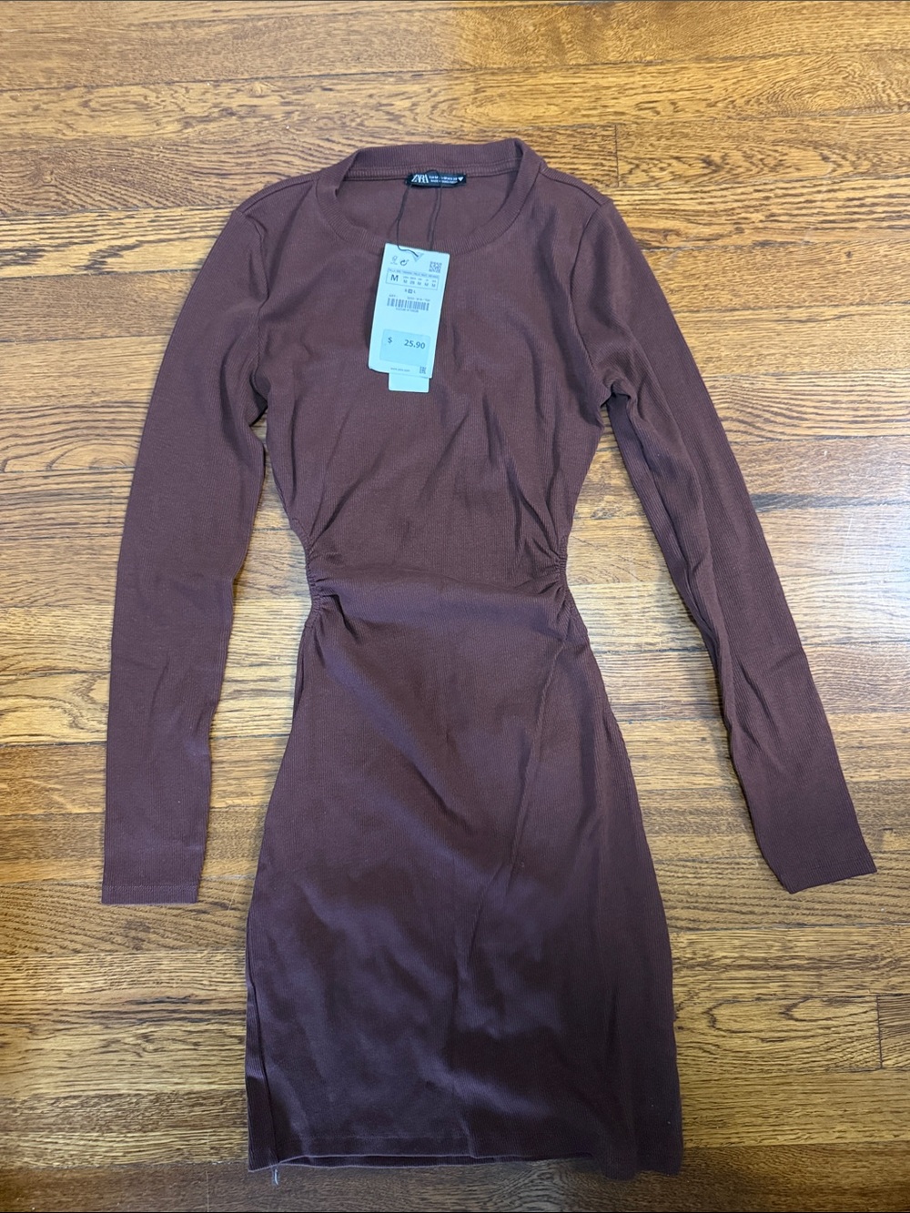 Zara Long Sleeve Bodycon Dress in Brown